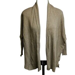Zara Knit Woman Small Open Cardigan Batwing Ribbed Cuffs Top Beige S